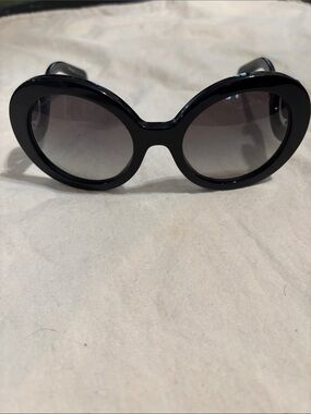 Prada Black Round Sunglasses with Gradient Gray Lenses